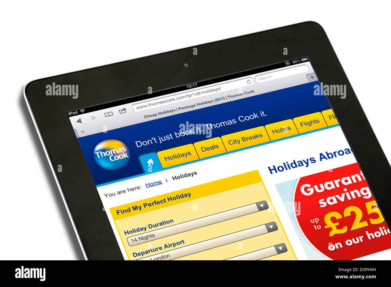 Booking a holiday on the Thomas Cook holidays website, UK Stock Photo
