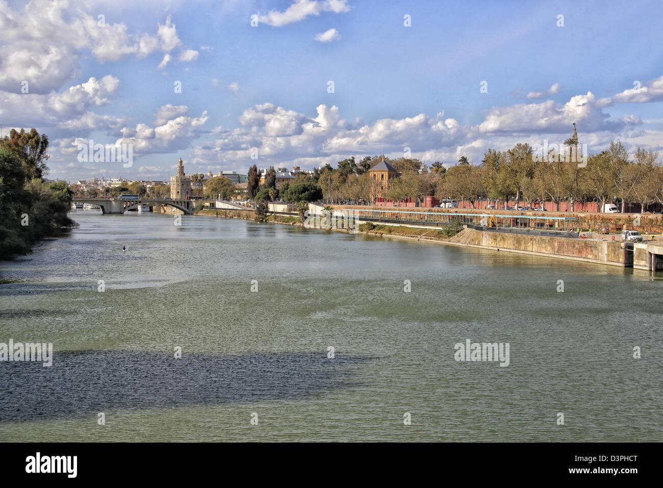 View of  Guadalquivir River, Seville, Spain, Andalusia Stock Photo