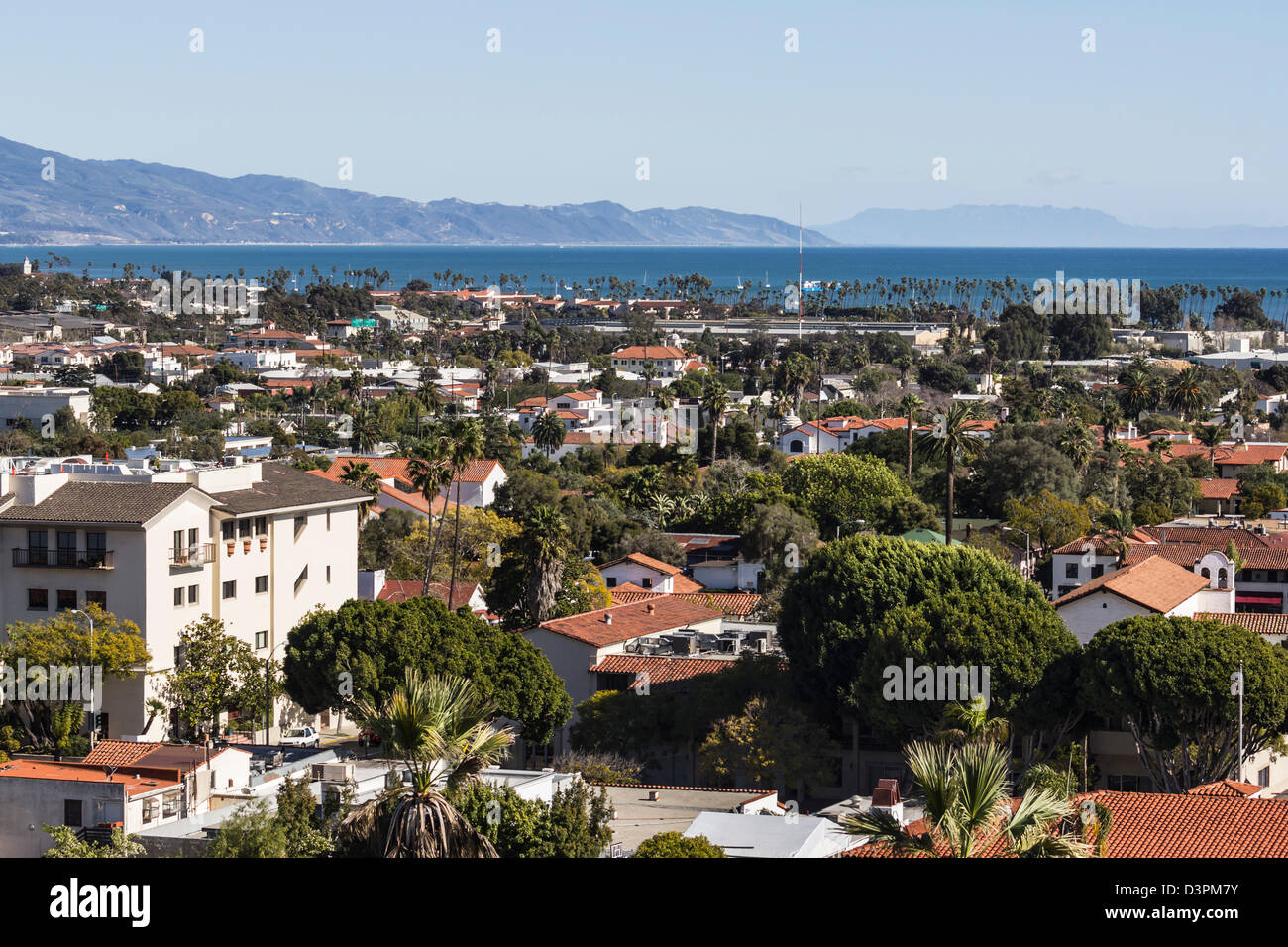Clear afternoon view of Santa Barbara, California. Stock Photo