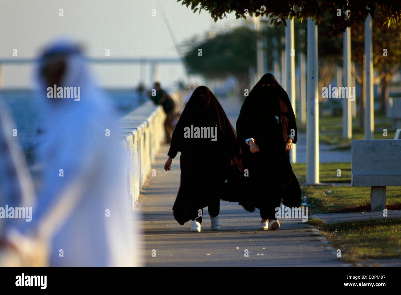 Saudi women exercising along the corniche in al khobar, saudi arabia. Stock Photo