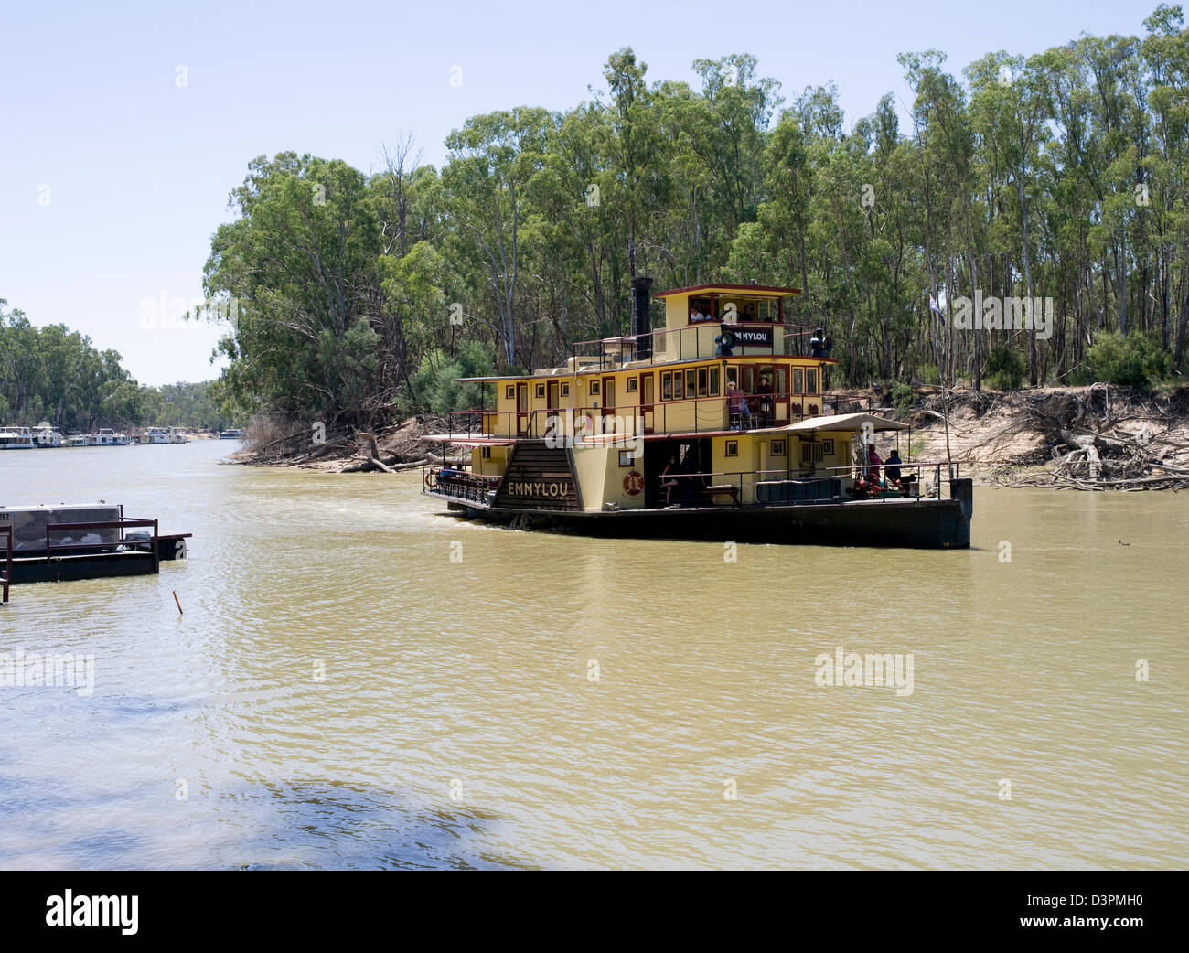 Tourists take a tour on the paddle steamer EmmyLou at Echuca, Victoria