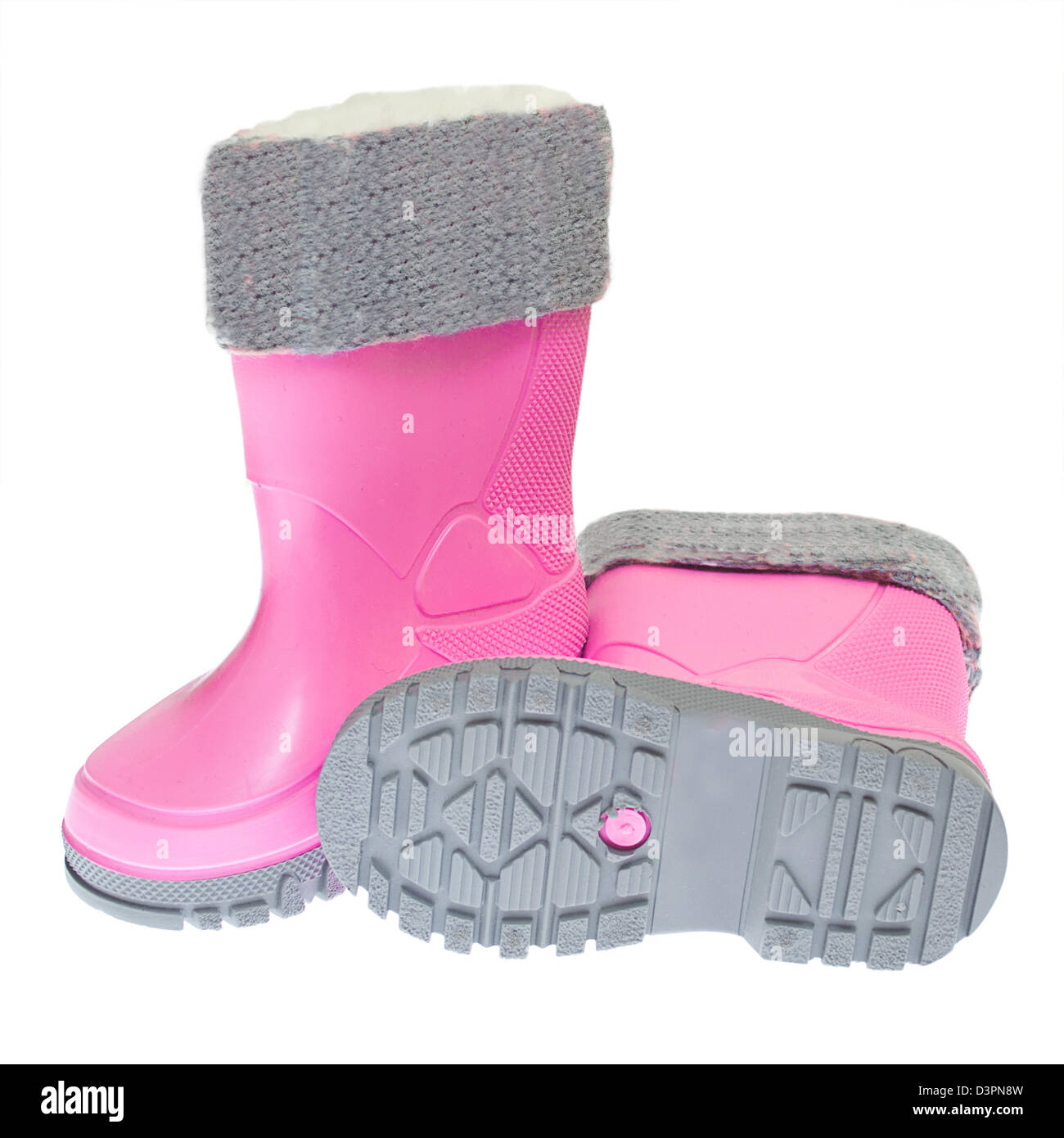 Baby pink rubber boots isolated on white background Stock Photo - Alamy