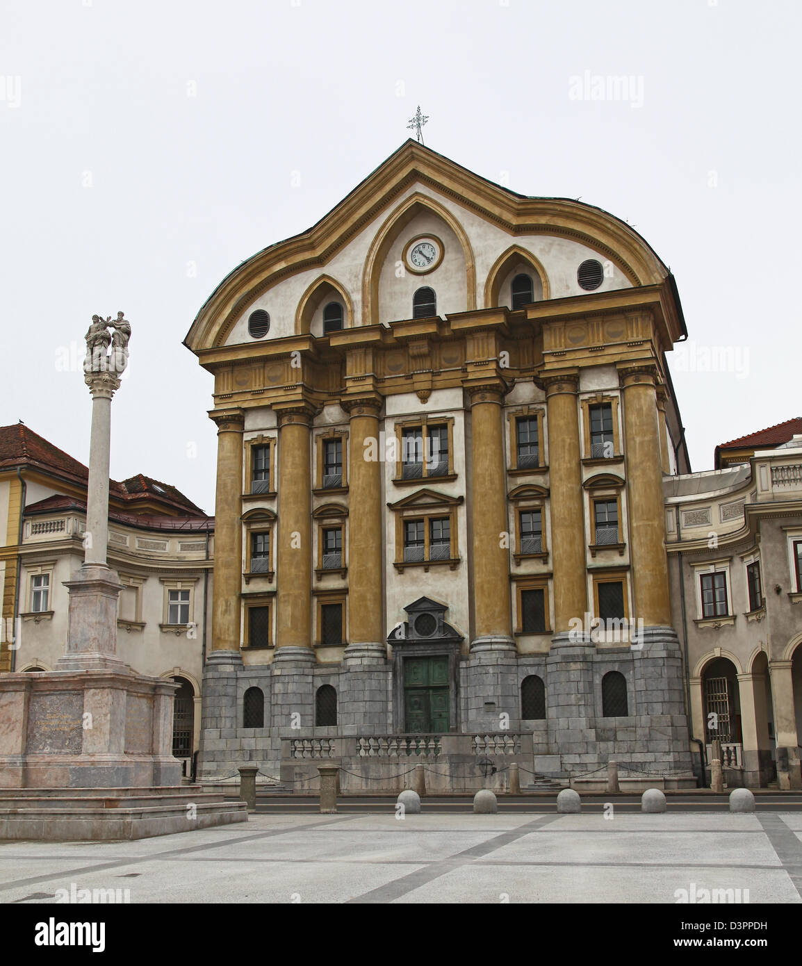 Ursuline Church of the Holy Trinity Congress Square Ljubljana Slovenia Europe Stock Photo