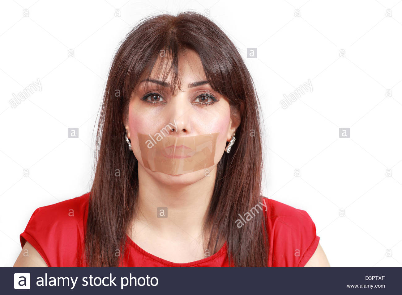 Woman Mouth Taped Stock Image Woman Mouth Taped Stock Image