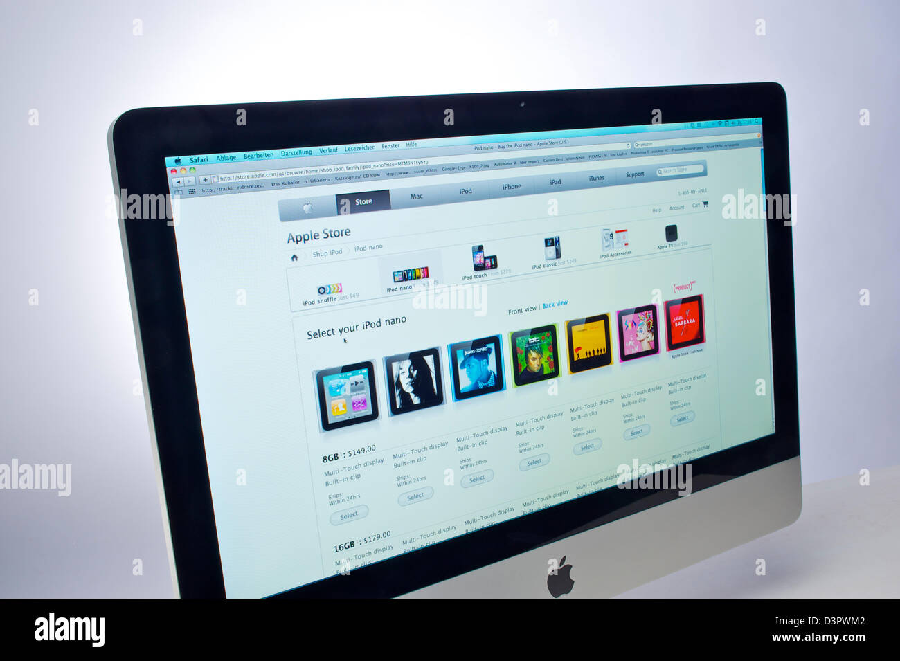 Hamburg, Germany, sales of the iPod nano at the Apple Store on the Apple website Stock Photo