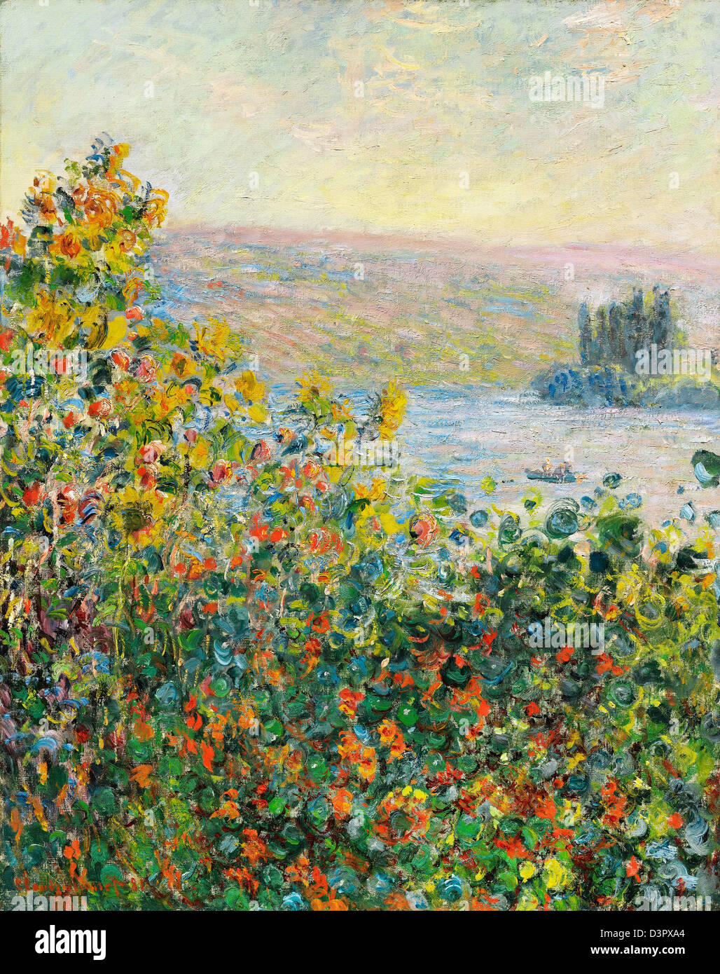 Claude Monet, Flower Beds at Vétheuil 1881 Oil on canvas. Museum of Fine Arts, Boston Stock Photo