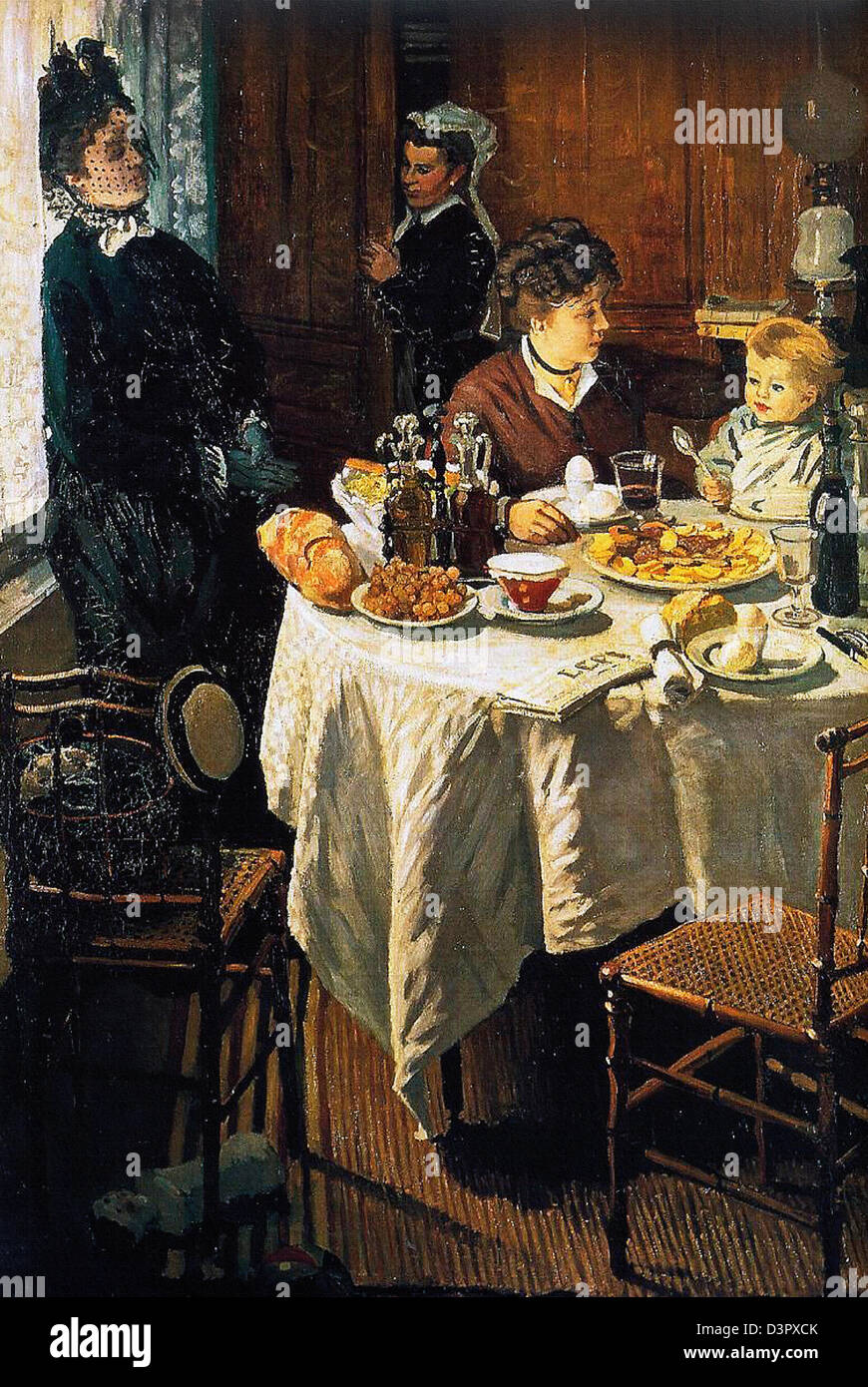 Claude Monet, The Luncheon, 1868, Stadel Museum, Frankfurt Oil on canvas. Stock Photo
