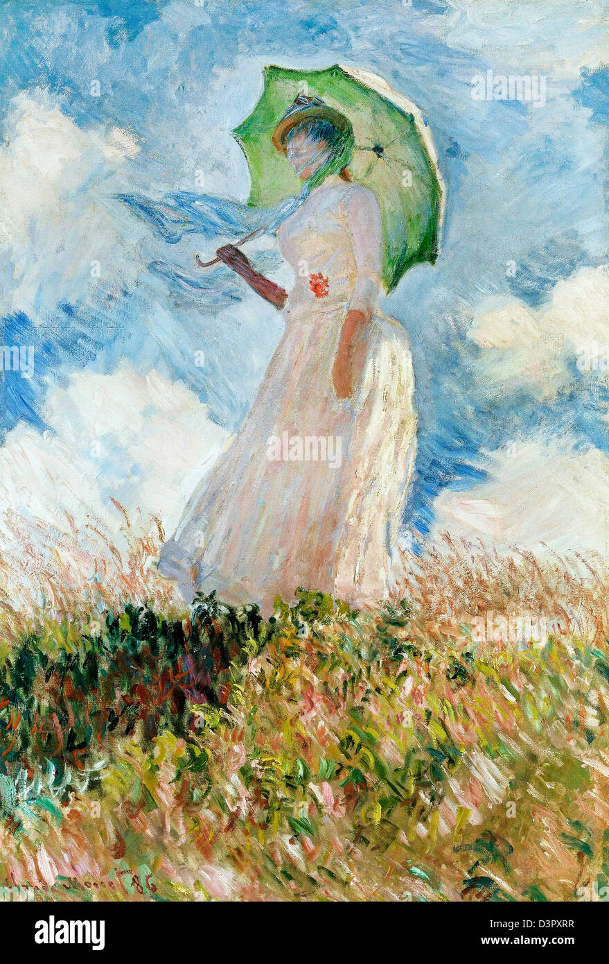 Claude Monet, Study of a Figure Outdoors: Woman with a Parasol, facing left,  1886 Oil on canvas. Musée d'Orsay, Paris, France Stock Photo - Alamy