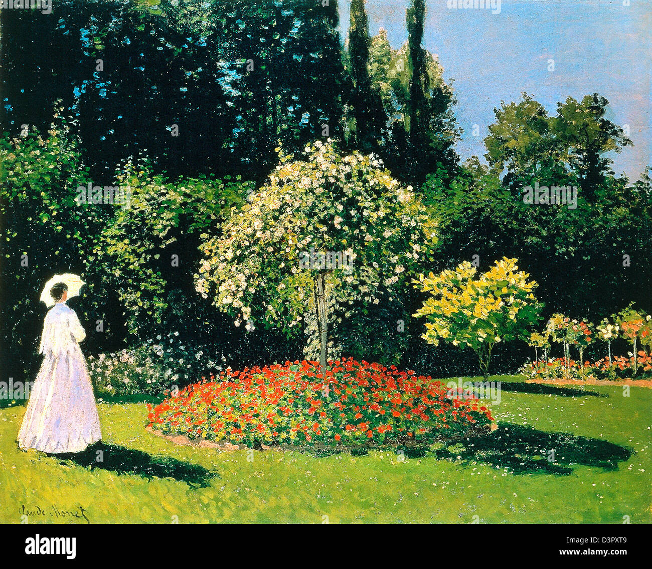 Woman in a garden 1867 painting art hi-res stock photography and