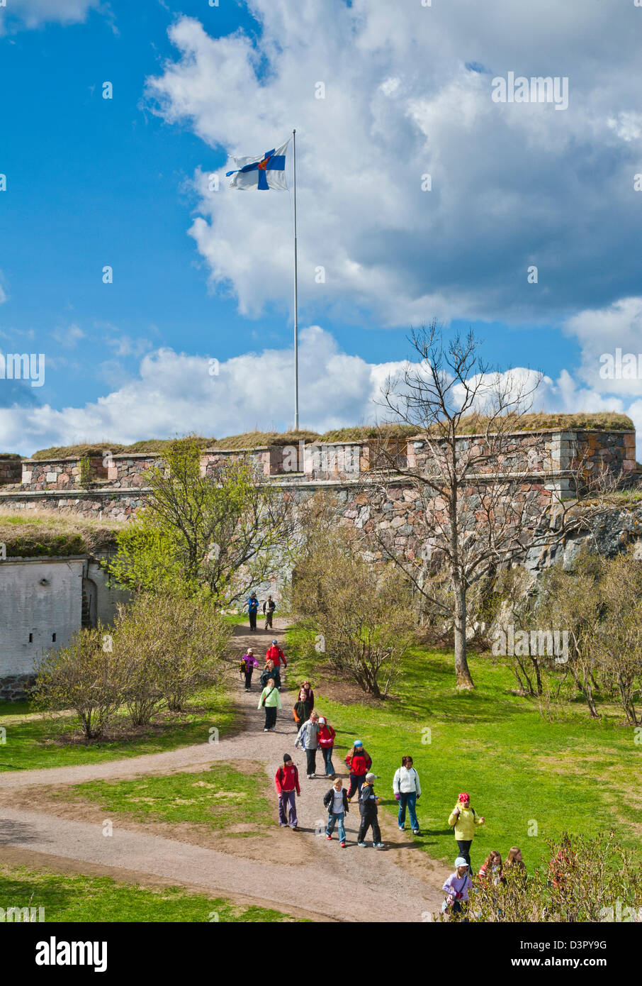Finland, Helsinki, school classes visiting Suomenlinna maritime