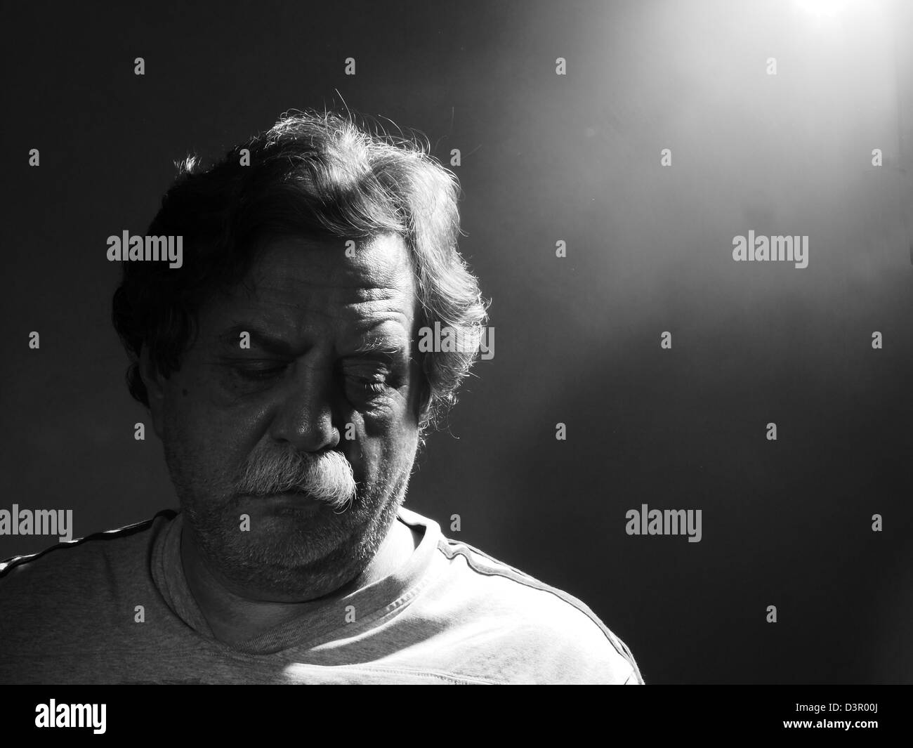 Sad middle age man Black and White Stock Photos & Images - Alamy