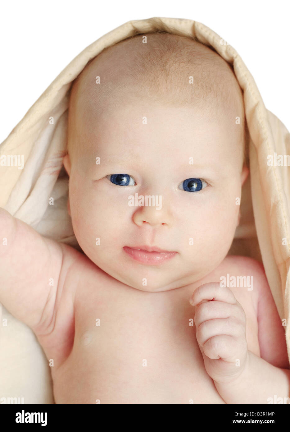 One month old baby in the blanket isolated Stock Photo Alamy