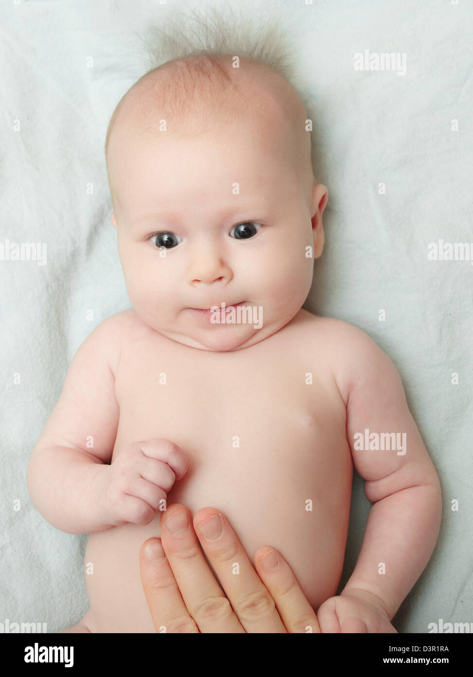 One month old baby on the blanket Stock Photo Alamy