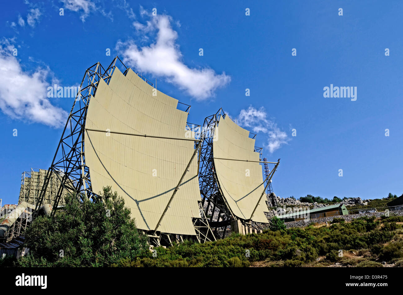 Obsolete radar  in an old military base Stock Photo
