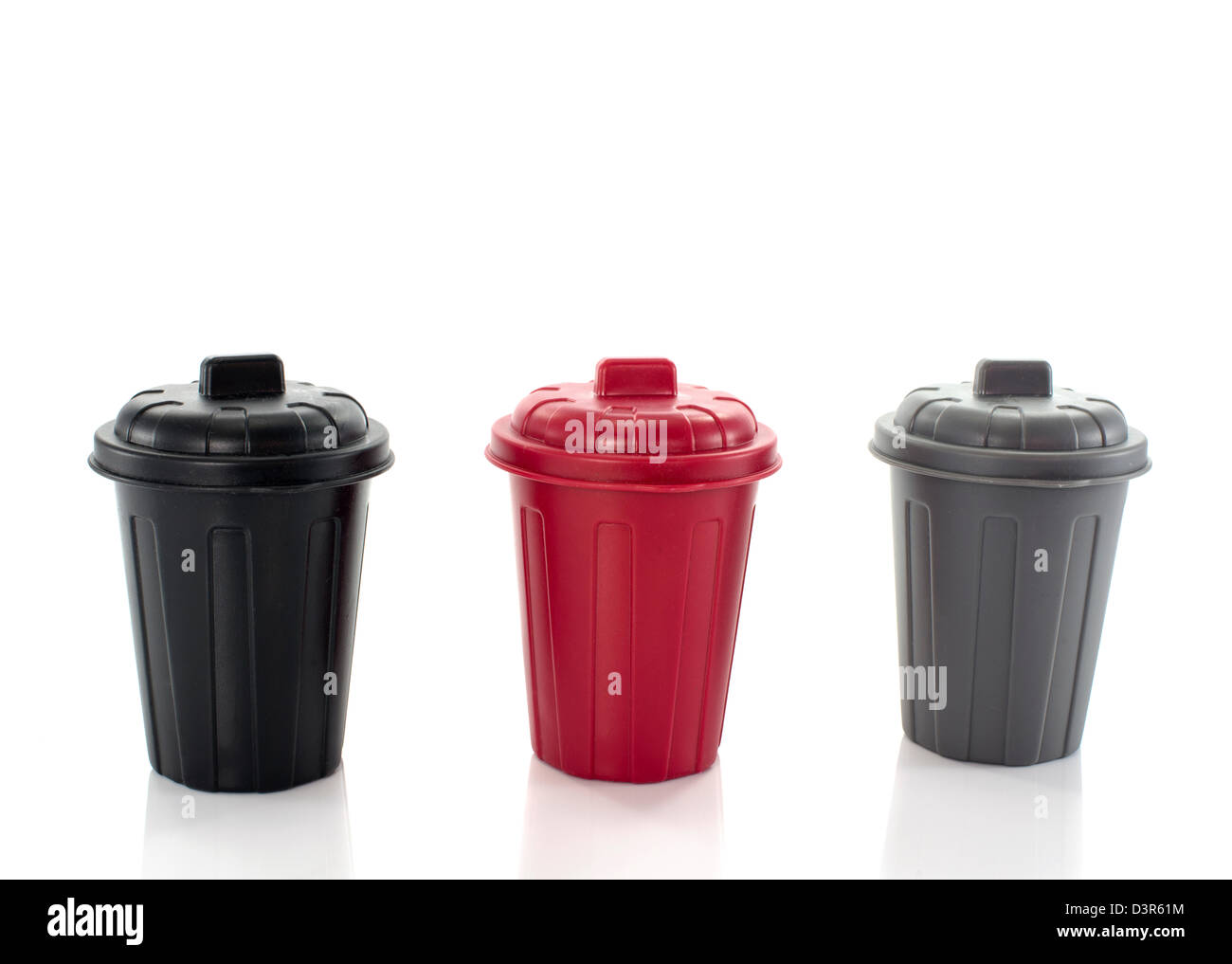 containers in red black and gray for separate waste Stock Photo