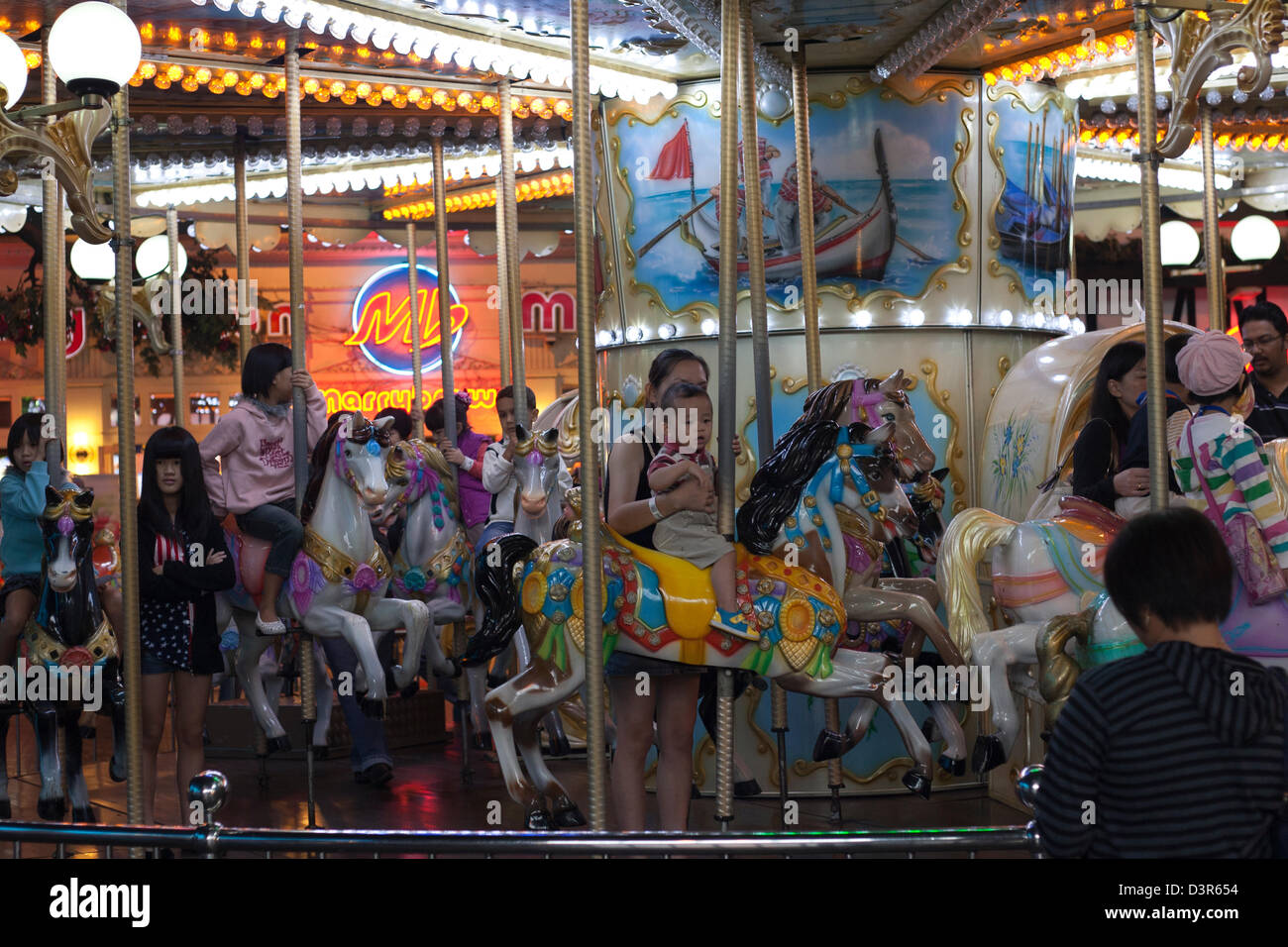 Fun at the Genting Theme Park in Genting Highlands with rides and restaurants and hotels near Kuala Lumpur , Malaysia . Stock Photo