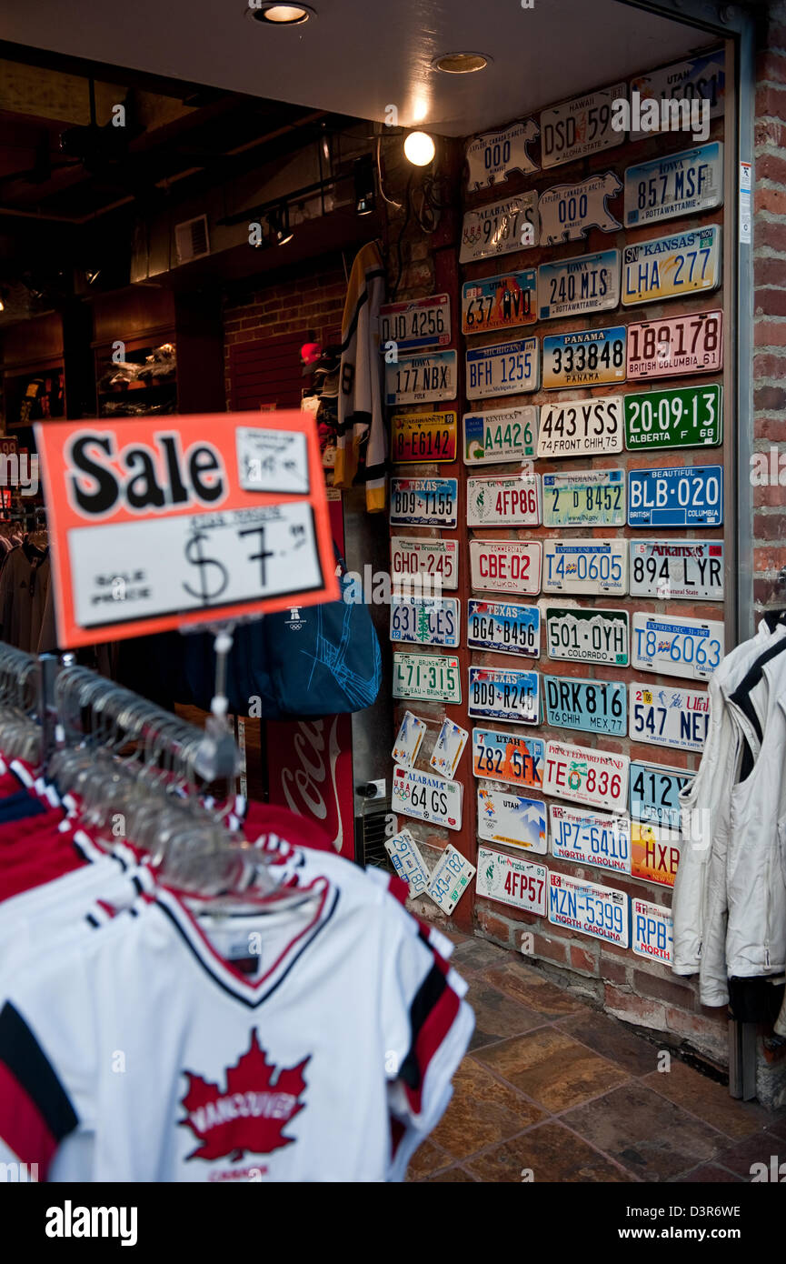Vancouver, Canada, gift shop with many license plates Stock Photo Alamy