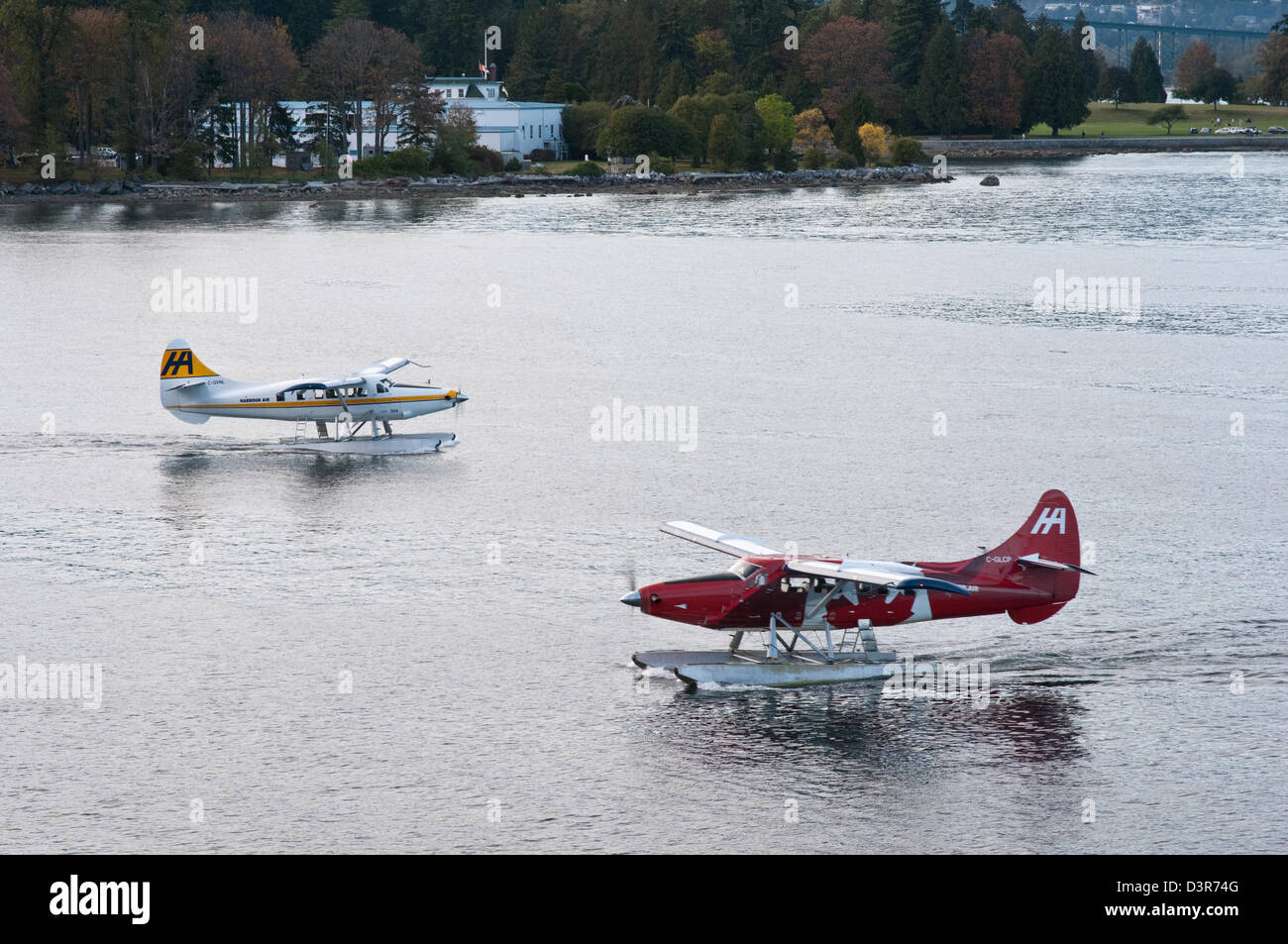 Vancouver, Canada, seaplanes at departure and landing Stock Photo