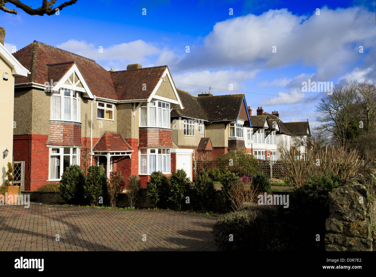 Row of traditional detached houses in Swindon, UK Stock Photo