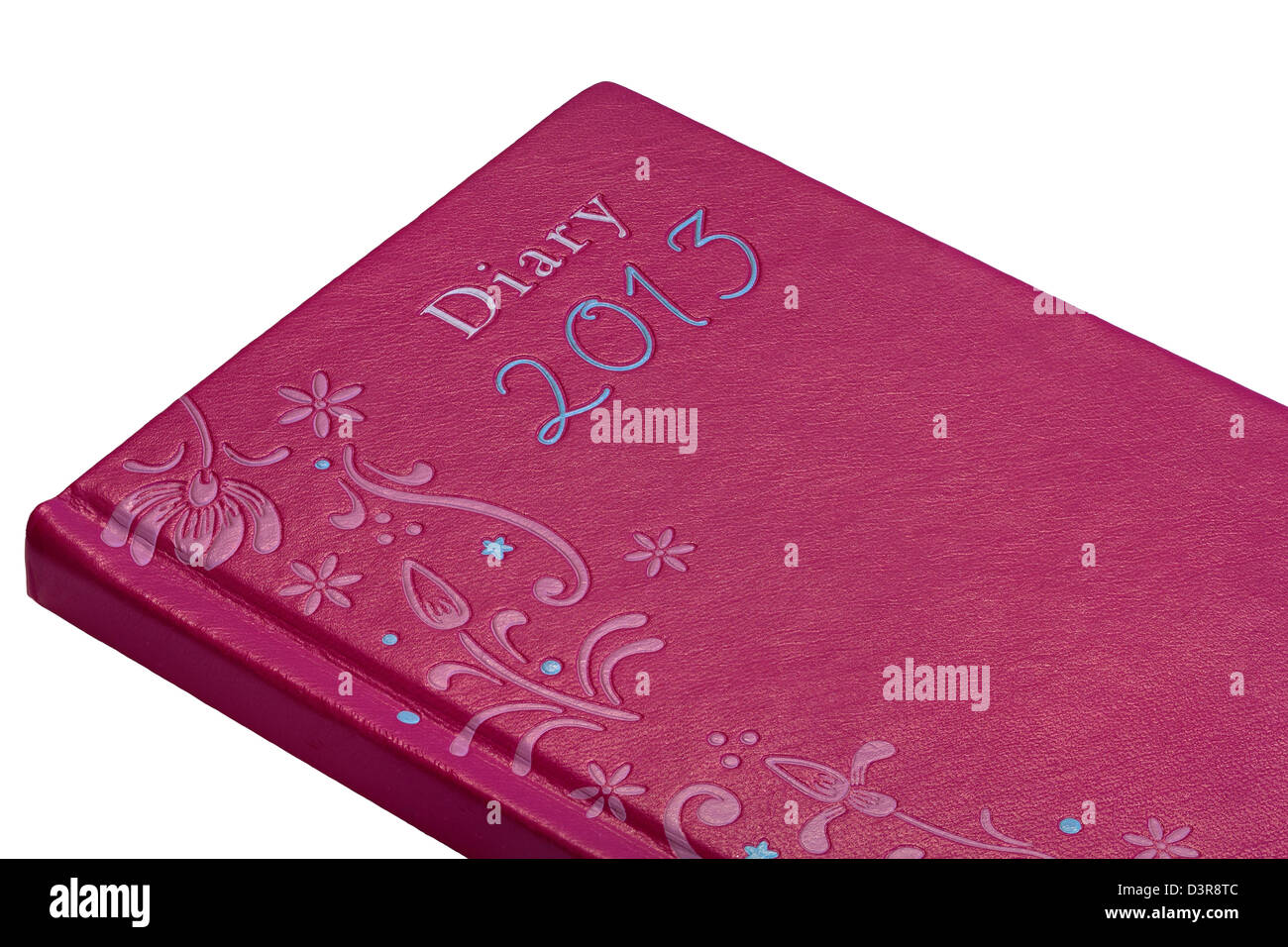 Red Ornate Leather Effect 2013 Diary isolated on white background Stock Photo