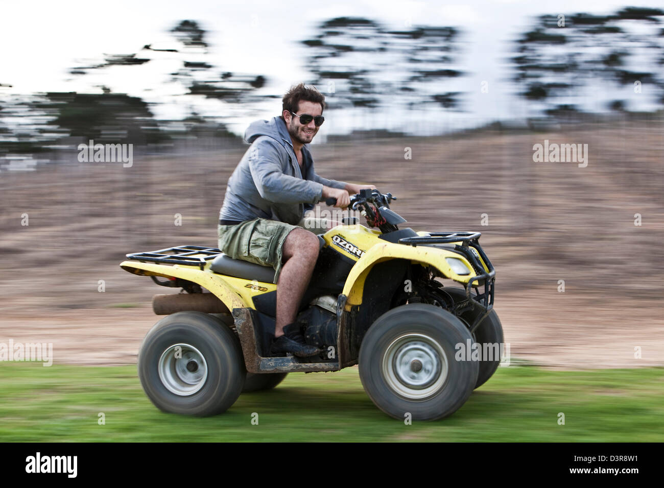 Man racing quadbike in Stellenbosh Stock Photo