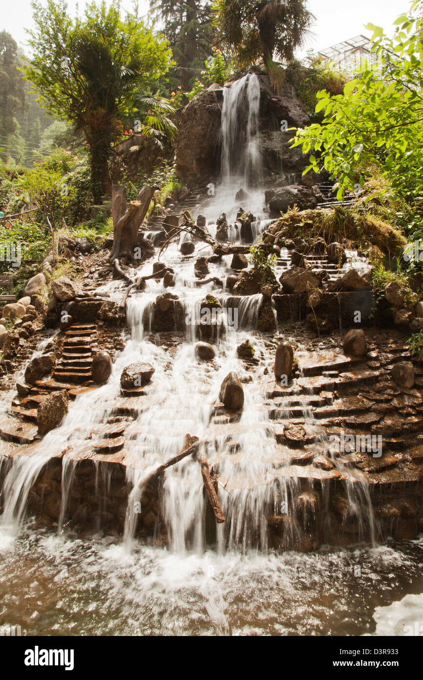 Artificial waterfall at Company Bagh in Mussoorie, Uttarakhand, India Stock Photo