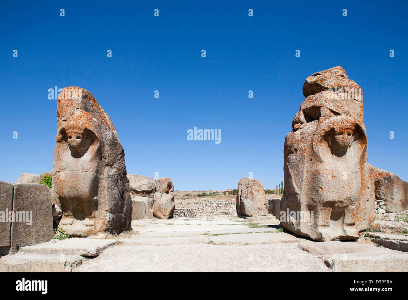 sphinx gate, archaeological area, alacahoyuk, hattusa area, central anatolia, turkey, asia Stock Photo