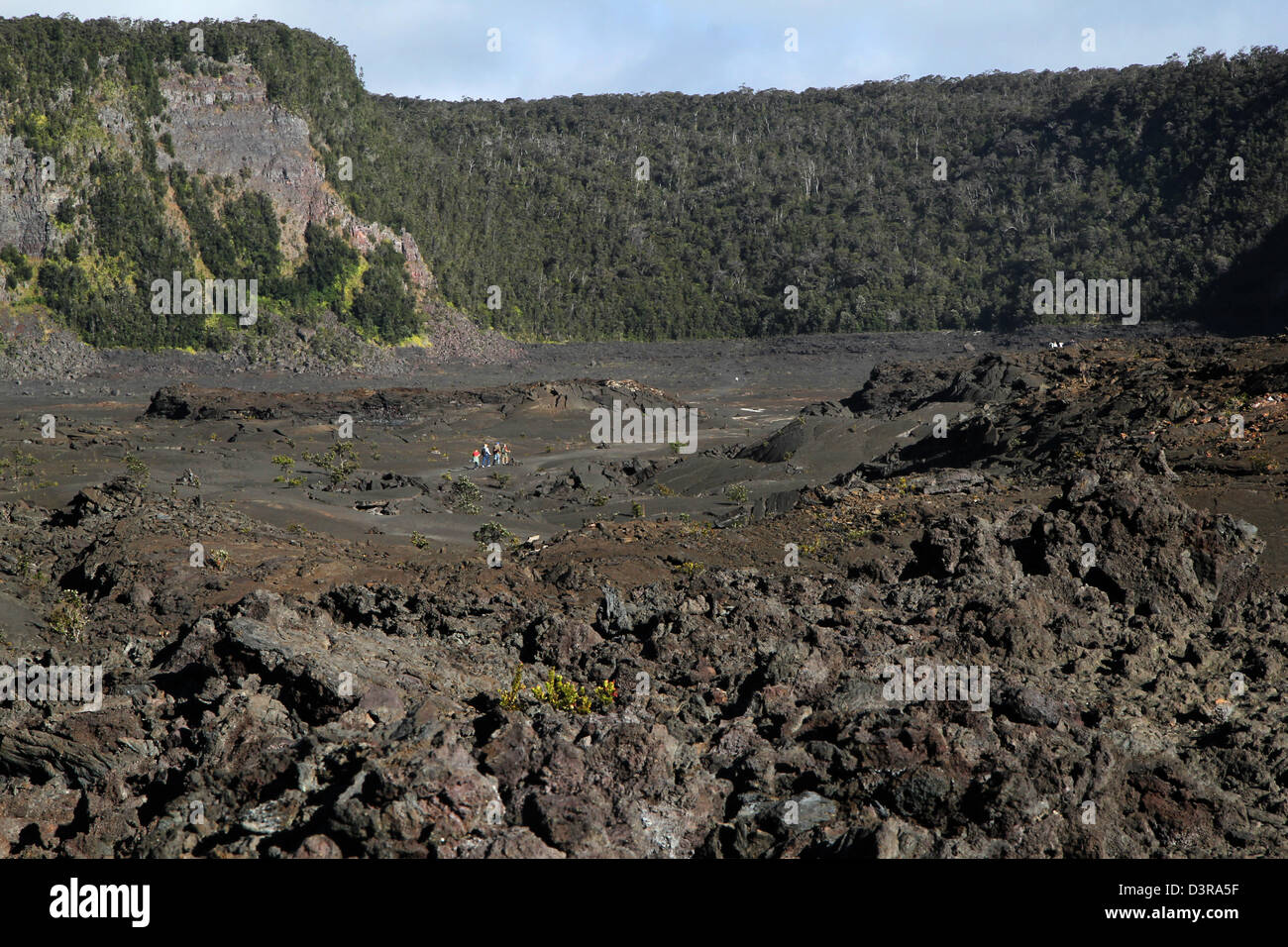 Kilauea iki crater a'a lava cracks Volcanoes National Park Hawaii Stock Photo