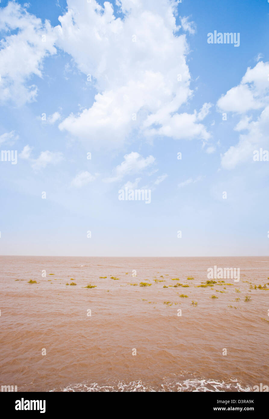 Muddy water at Ghogha Beach, Bhavnagar, Gujarat, India Stock Photo