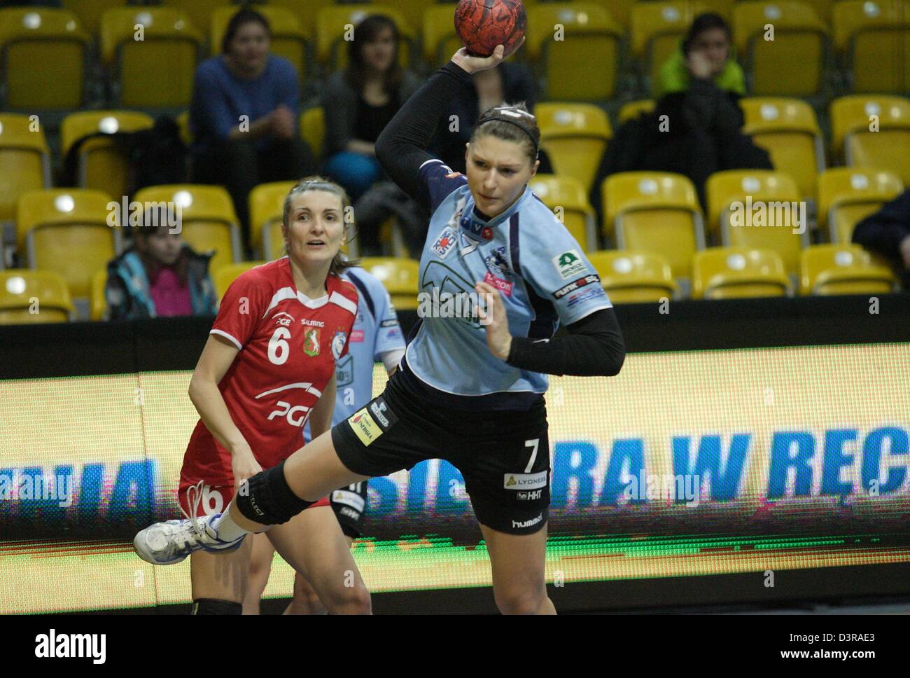 Gdynia, Poland 23rd, February 2013 Handball: Final Four of the PGNiG Polish Cup. SPR Lublin v KPR Ruch Chorzow game at HSW sports hall in Gdynia.  Natalia Lanuszny (7) in action during the game. Credit:  Michal Fludra / Alamy Live News Stock Photo