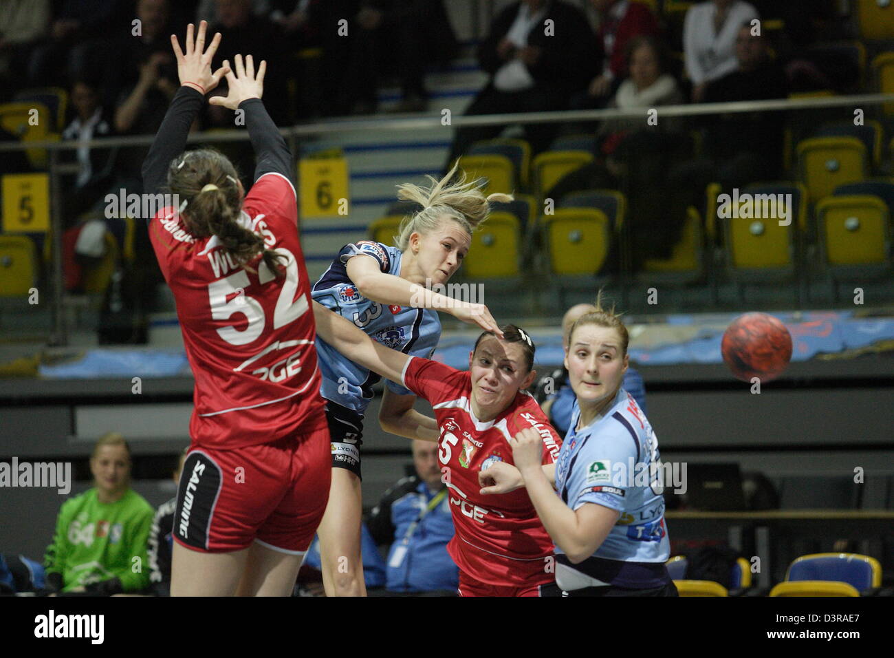 Gdynia, Poland 23rd, February 2013 Handball: Final Four of the PGNiG Polish Cup. SPR Lublin v KPR Ruch Chorzow game at HSW sports hall in Gdynia. Agnieszka Pieniowska (3) in action during the game. Credit:  Michal Fludra / Alamy Live News Stock Photo