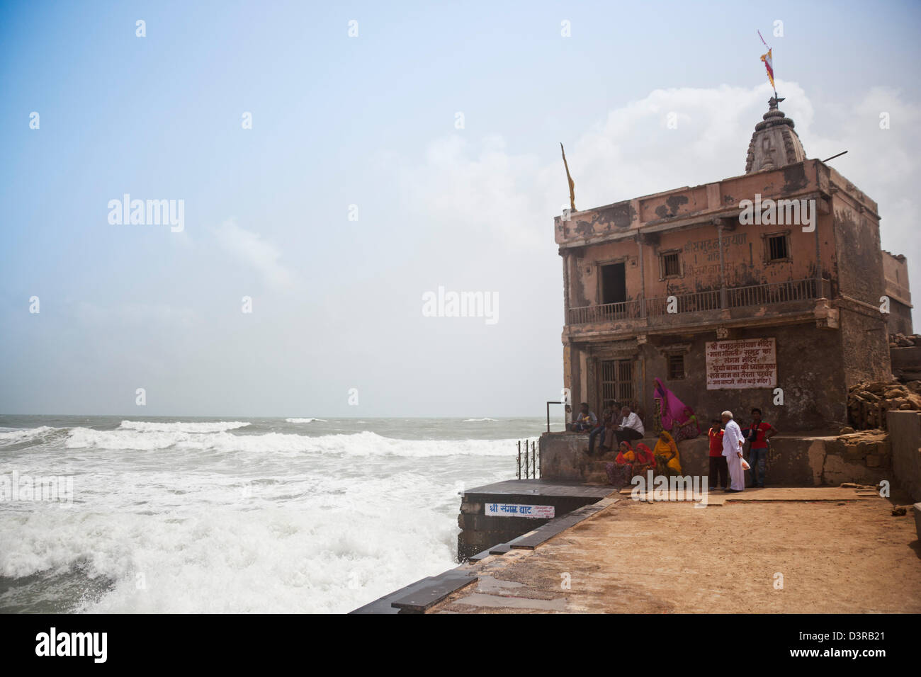 Hindu temple at Dwarka Beach, Dwarka, Gujarat, India Stock Photo