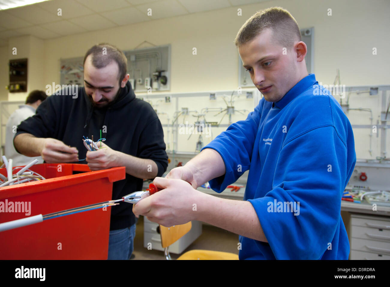 Berlin, Germany, electricians learn to install electrical systems Stock