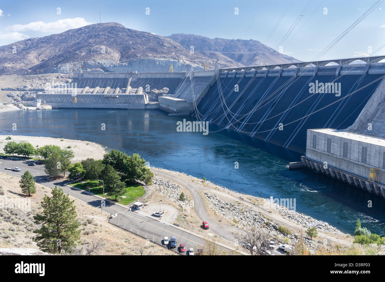 Coulee Dam, Washington, United States, Grand Coulee Dam is the largest producer of hydroelectricity in the United States Stock Photo