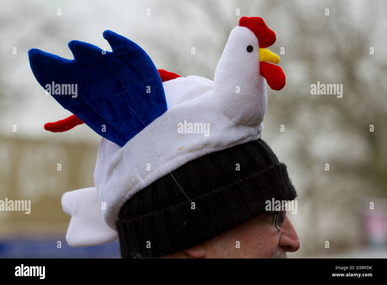 Twickenham, London, UK. 23rd February 2013. A French rugby supporter