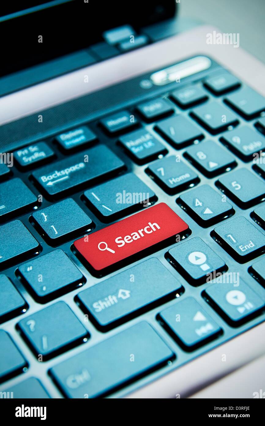 Search red button on laptop keyboard Stock Photo Alamy