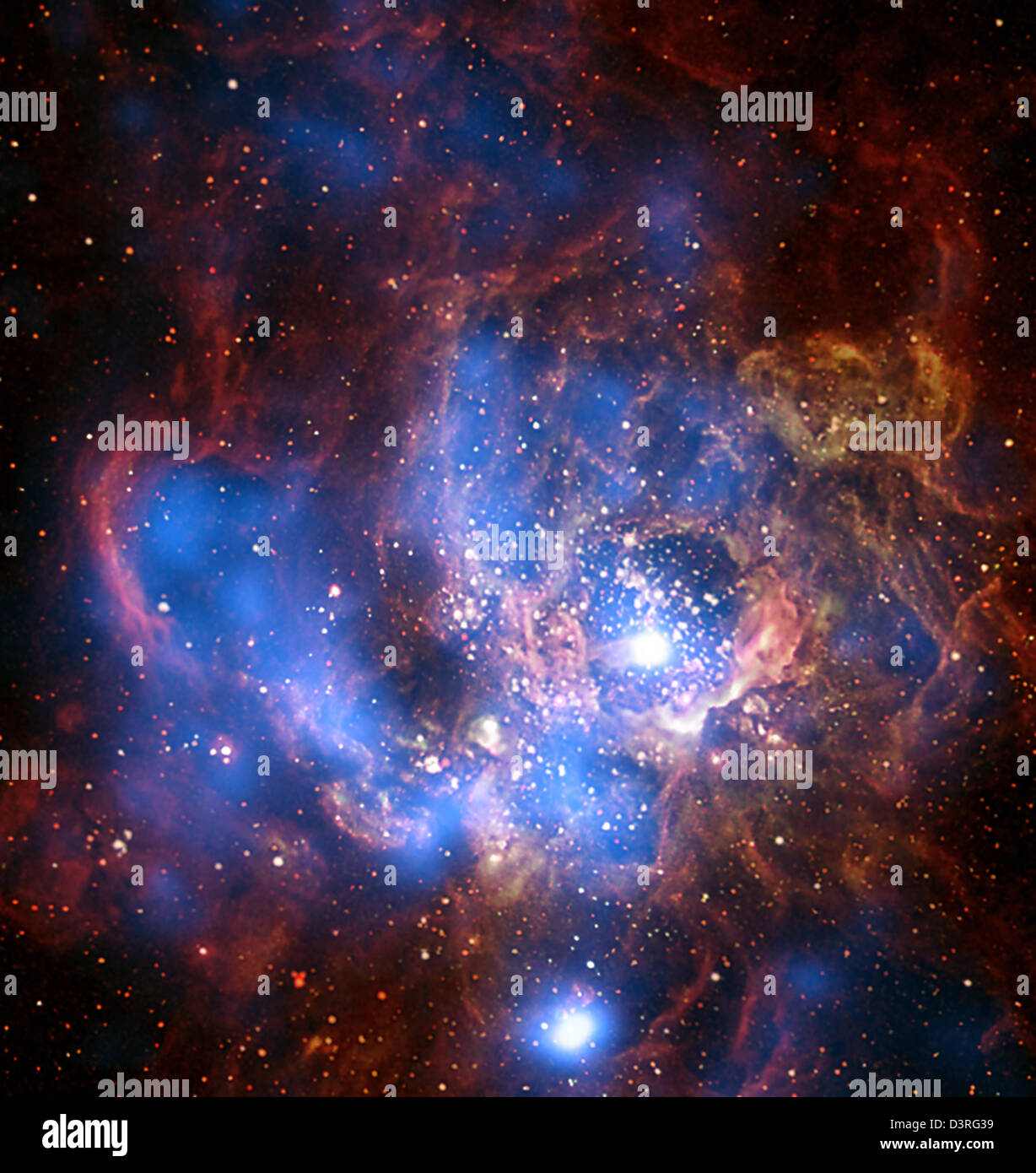Wall Divides East and West Sides of Cosmic Metropolis: The largest region of star formation in the nearby galaxy M33. Stock Photo