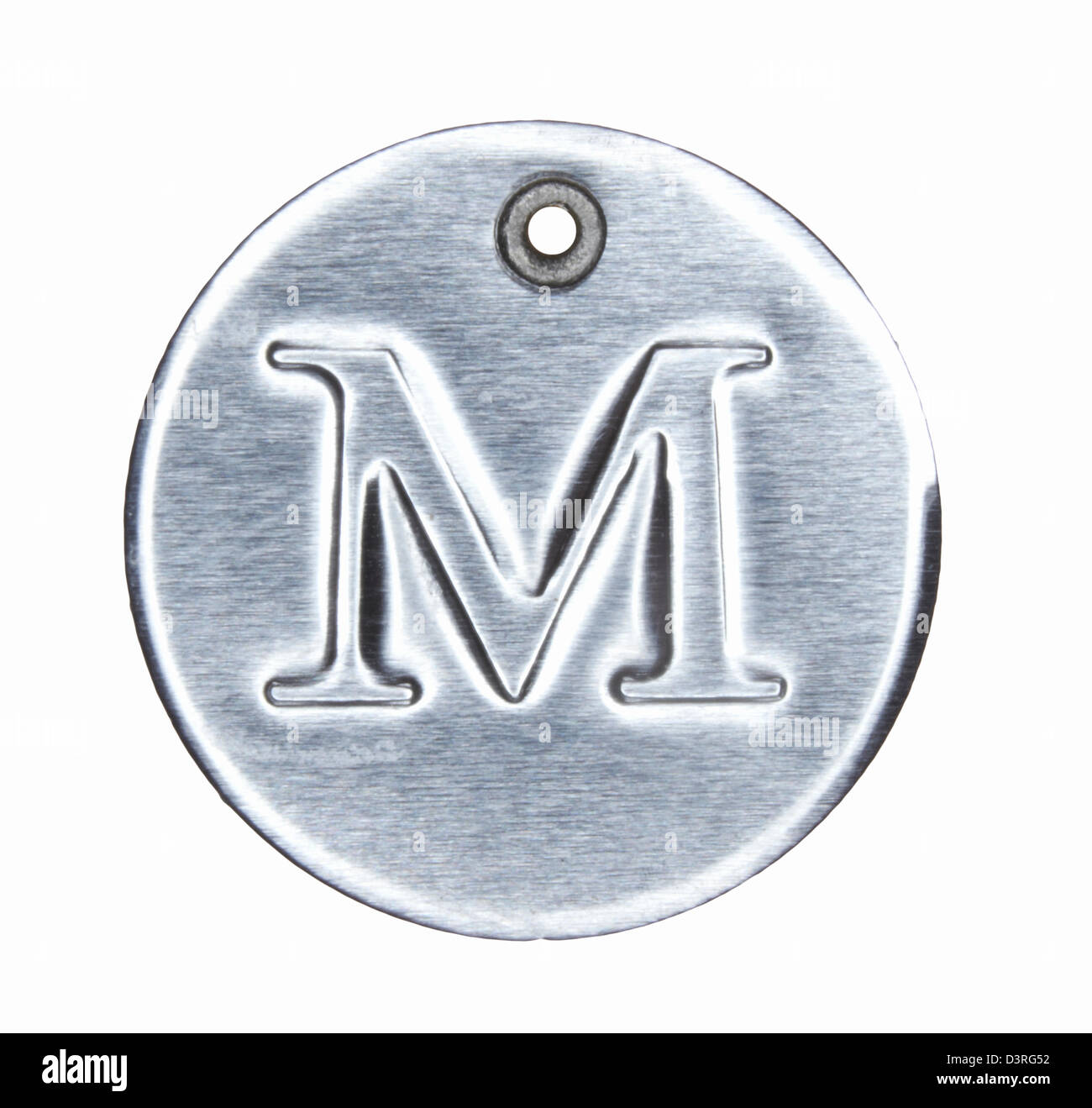 Brushed metal letter of the alphabet M Stock Photo