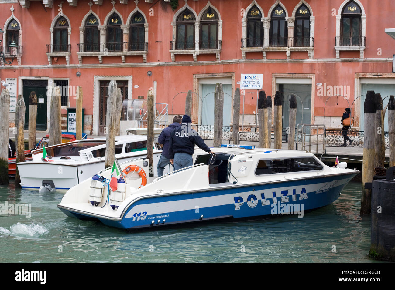 Venice Police The Water ways of Venice Italy Stock Photo Alamy