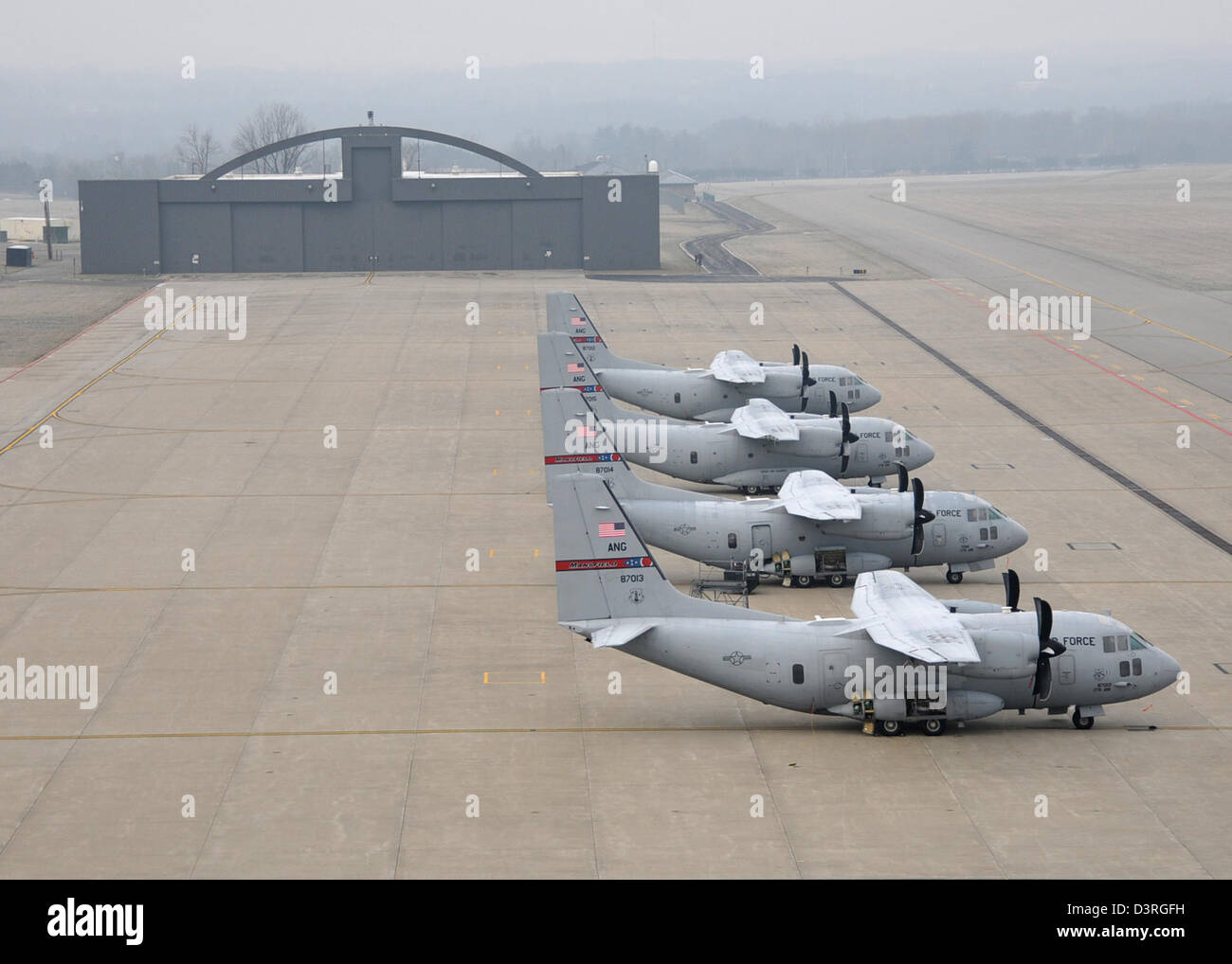 All Four C-27J Spartans belonging to the 179th Airlift Wing, Mansfield, OH, Feb. 13, 2013. Stock Photo
