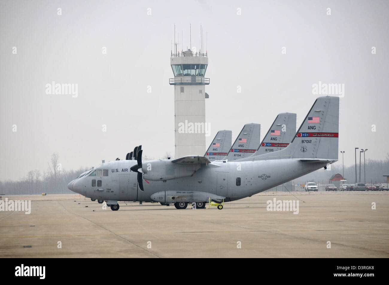 All Four C-27J Spartans belonging to the 179th Airlift Wing, Mansfield, OH, Feb. 13, 2013. Stock Photo