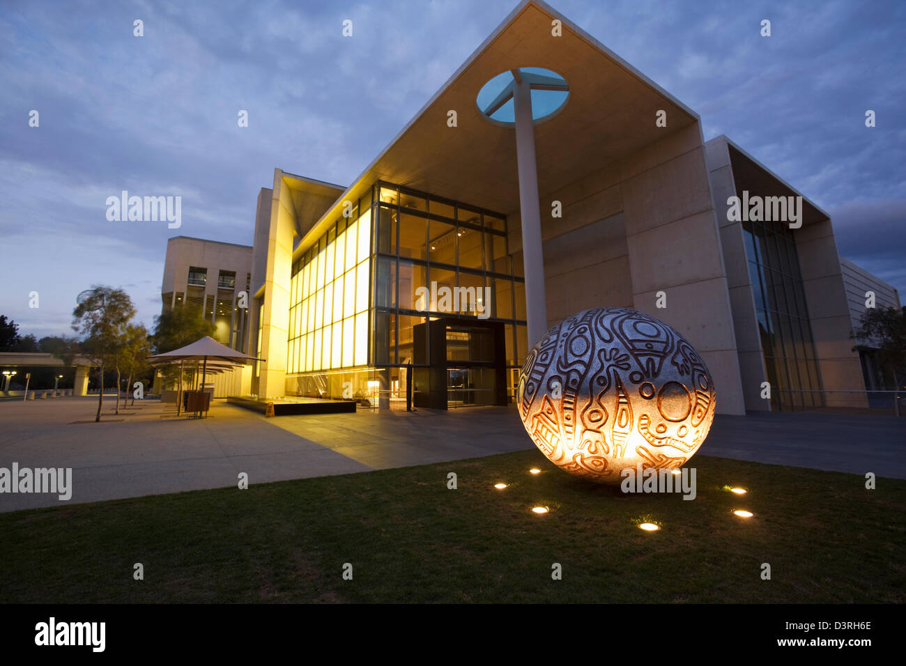The National Gallery of Australia at twilight.  Canberra, Australian Capital Territory (ACT), Australia Stock Photo