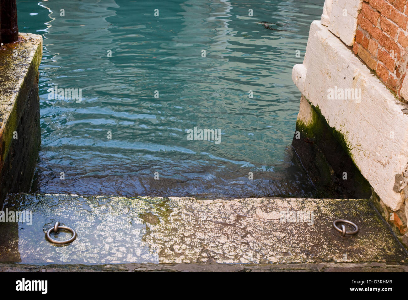 Mooring rings on The Water ways of Venice Italy Stock Photo