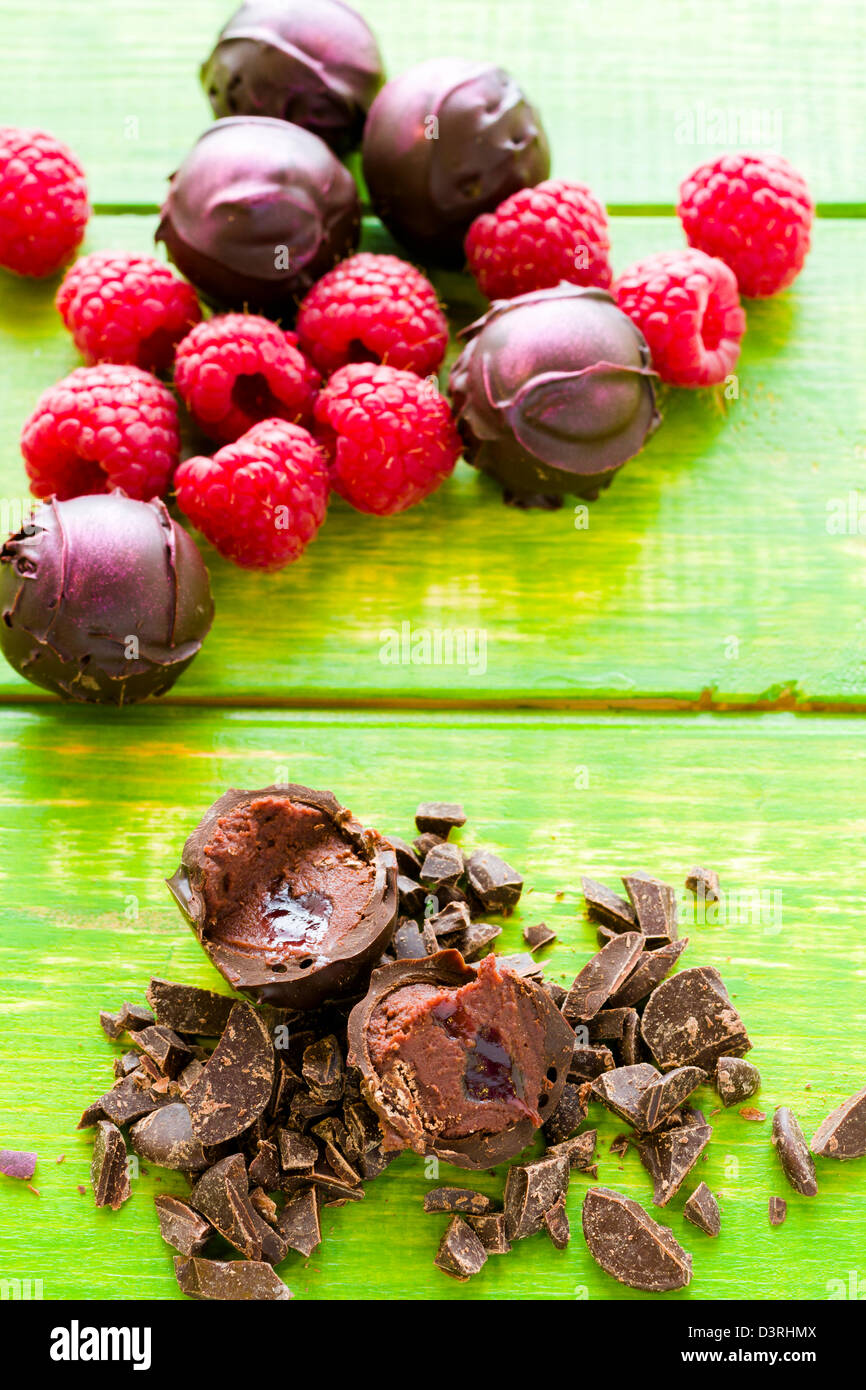 Who Made Raspberry Ruffles Gourmet raspberry truffles hand made by chocolatier Stock Photo - Alamy