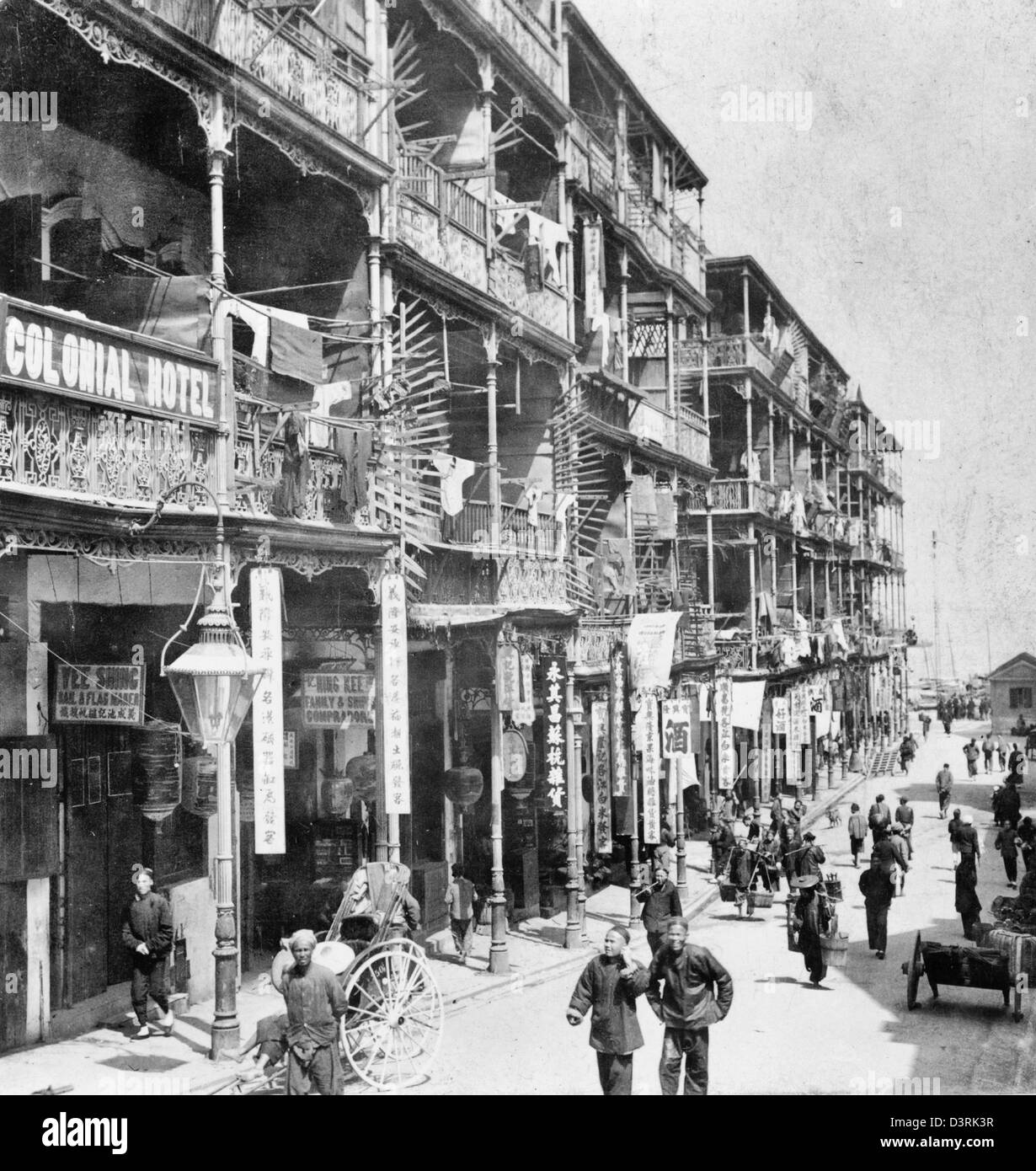A street in the native quarter, Hong Kong, China, 1901 Stock Photo