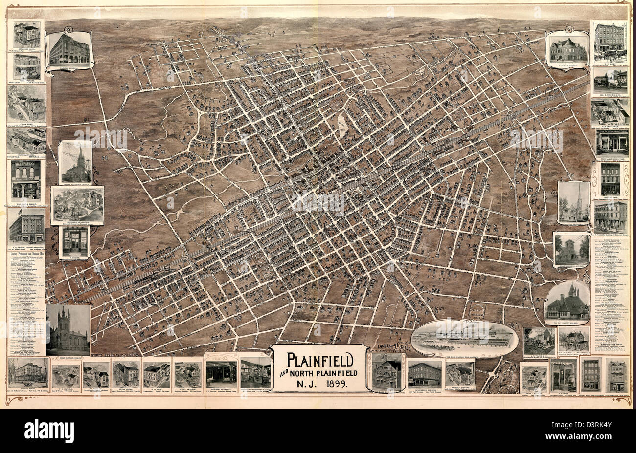 MAP Of Plainfield and North Plainfield, New Jersey 1899 Stock Photo Alamy
