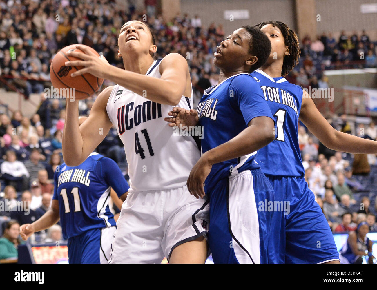 Storrs, CT, USA. 23rd Feb, 2013. Connecticut Huskies center Kiah Stokes
