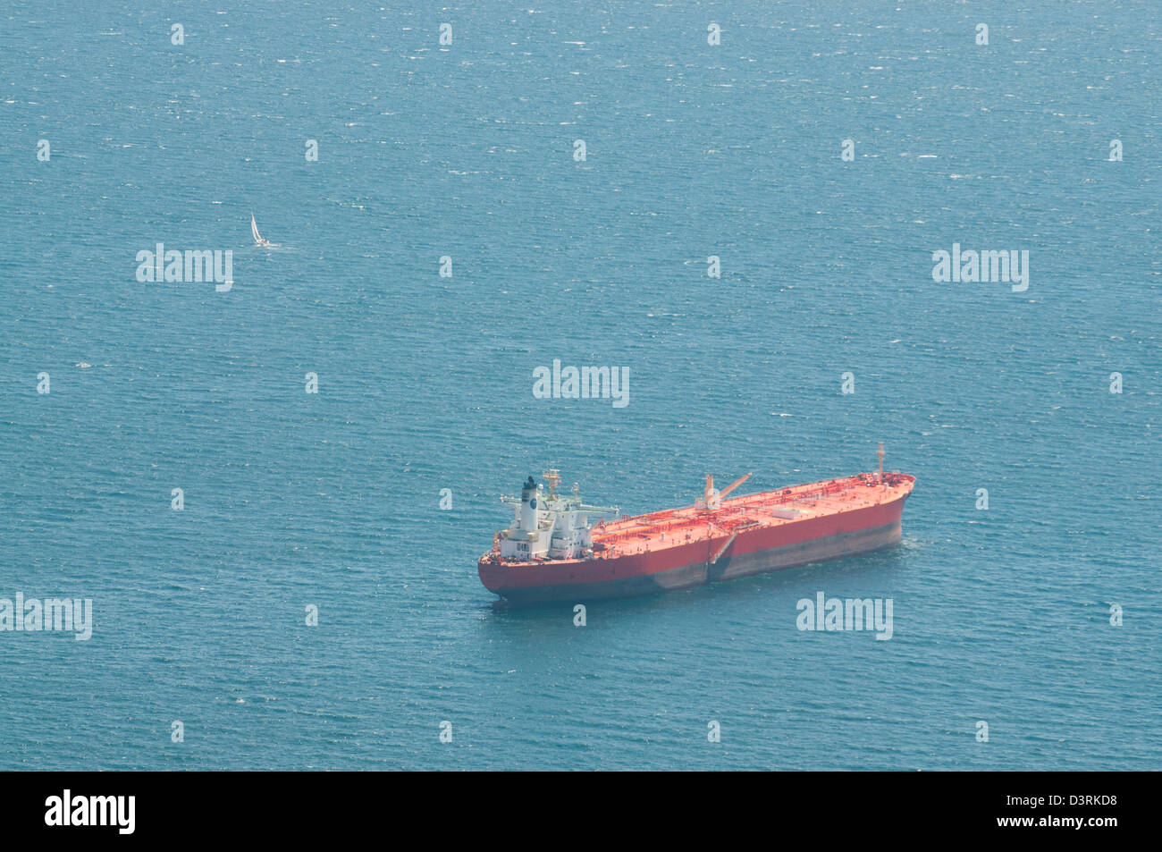 A tanker crossing the Straits of Gibraltar Stock Photo