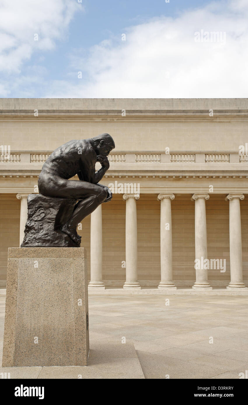 The Thinker by by Auguste Rodin, the Legion of Honor, Fine Arts Museum of San Francisco, California, USA Stock Photo