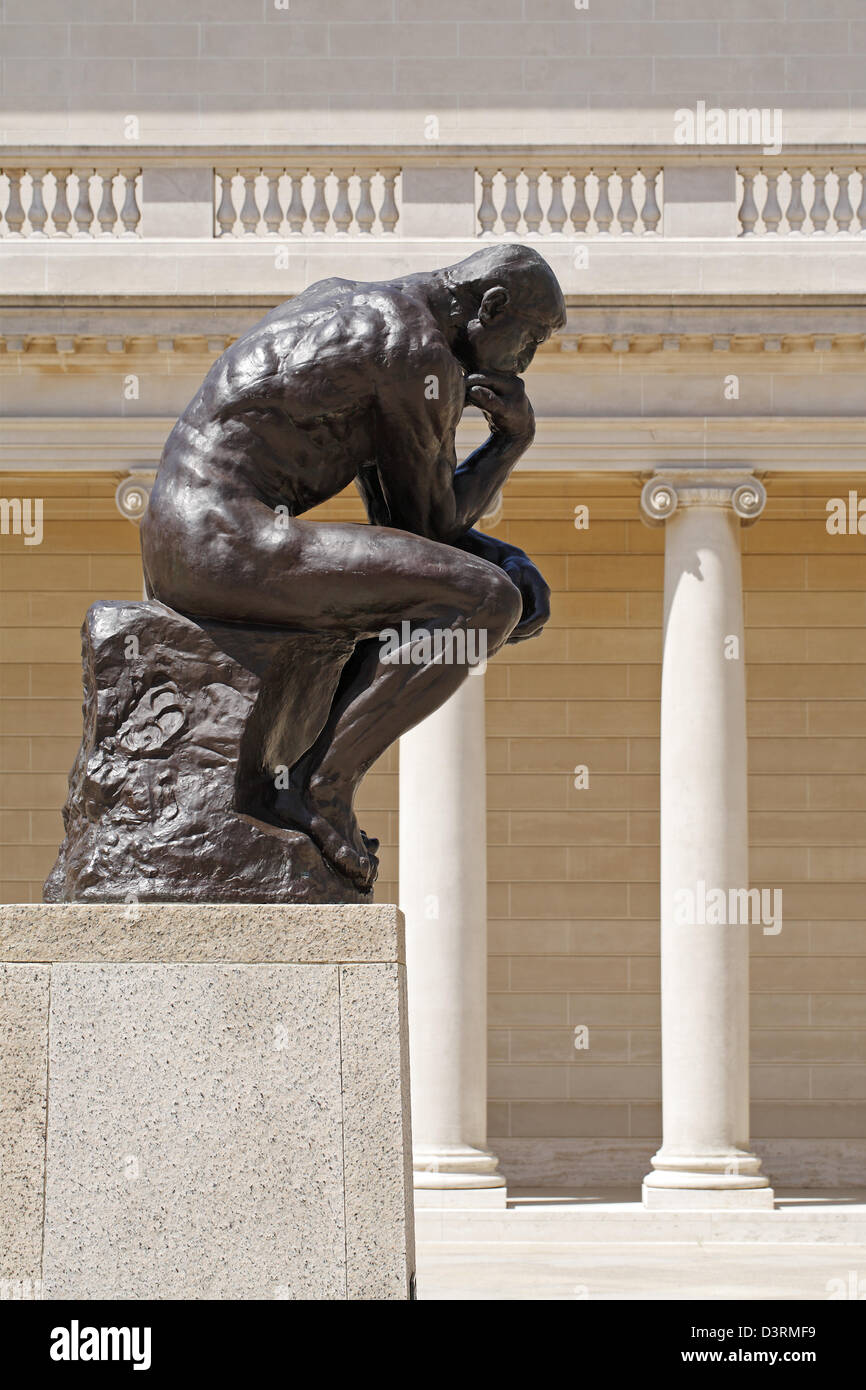 The Thinker by by Auguste Rodin, the Legion of Honor, Fine Arts Museum of San Francisco, California, USA Stock Photo